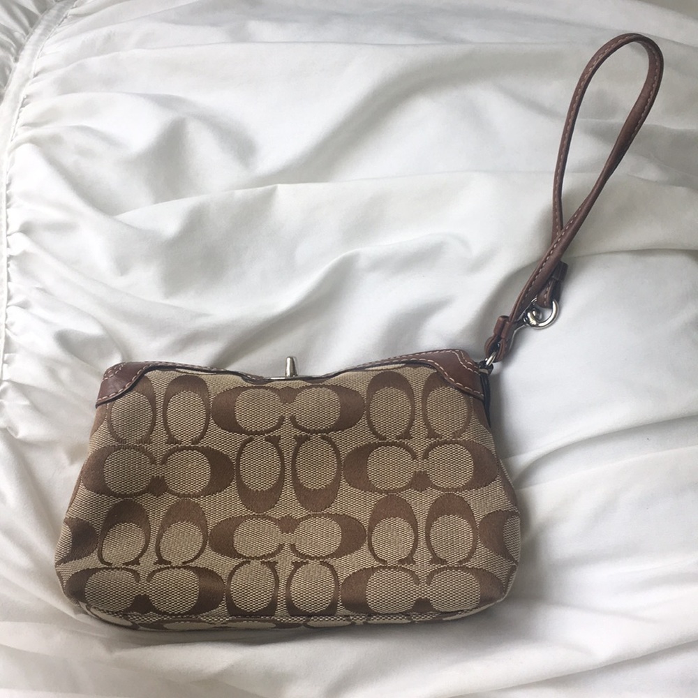 Brown coach wristlet purse